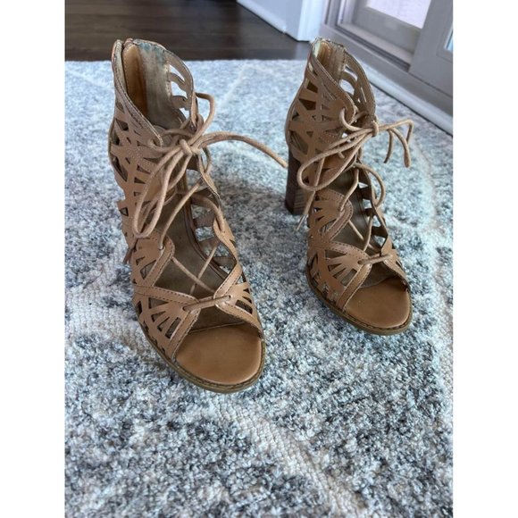 Nude Lace Up Heels - Size 8 - Picture 5 of 5